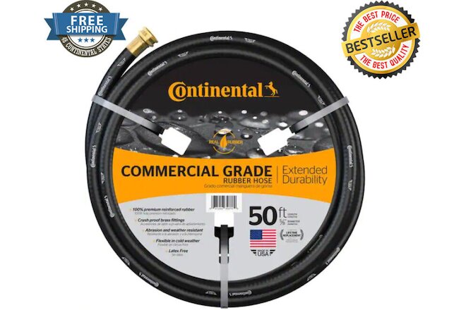 Continental Water Hose Premium 5/8 in Dia x 50 ft Commercial Grade Rubber Black