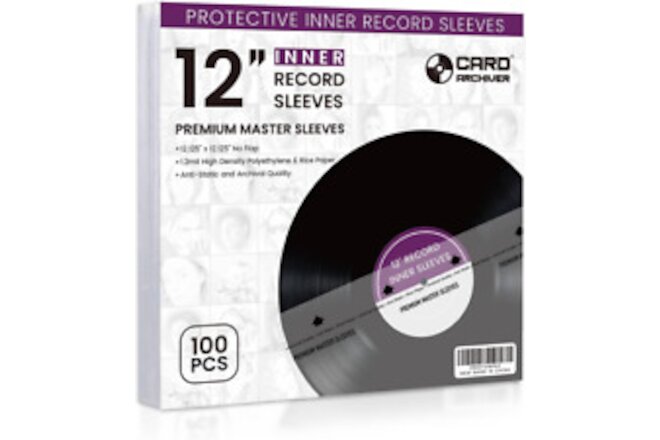 100-Pack 3-Ply Vinyl-Record Inner Sleeves - 12 Inch anti Static Rice Paper LP