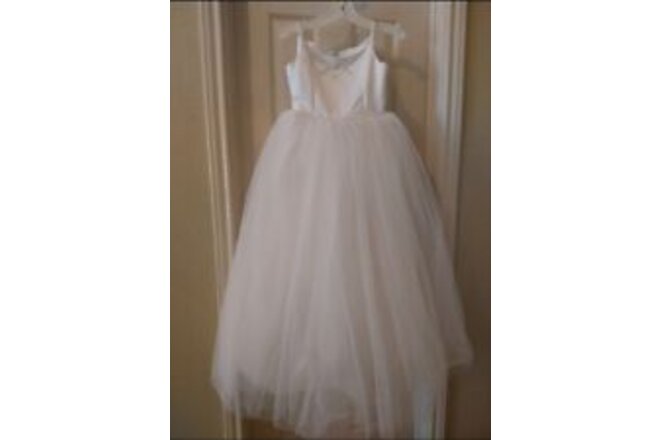 David's Bridal WHITE Flower Girl Dress Size 7 New With Tags