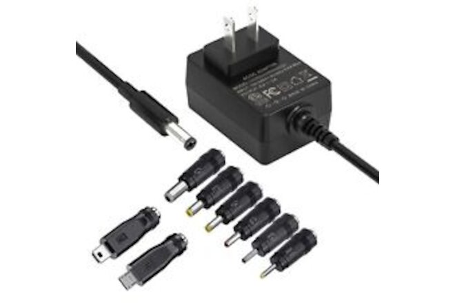 5V Power Supply AC 100-240V to DC5V 3A Adapter Charger Power Cord with 8 Tips...