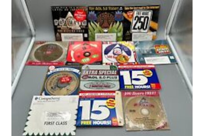 Lot of 13 Vintage BRAND NEW Sealed Free Internet Software CD-ROM 3.5" Diskette!