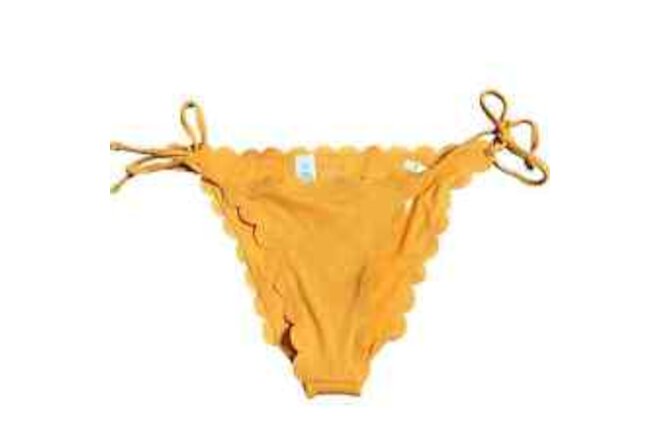 Aerie Waffle Scalloped String Cheeky Bikini Bottom Medium Women’s Orange NWT