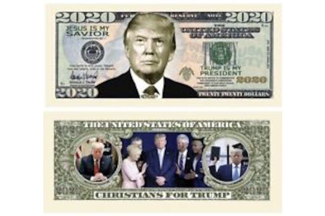 Donald Trump 2020 Christians Pack of 10 Collectible Funny Money Dollar Bills