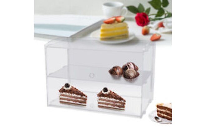 2 Tiers Tray Bakery Acrylic Display Case Pastry Display Case Cupcake Holder NEW
