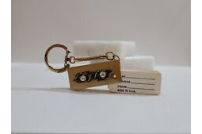 Antique Vintage a gold tone Pocket Address Book Keychain Key Ring Mini USA