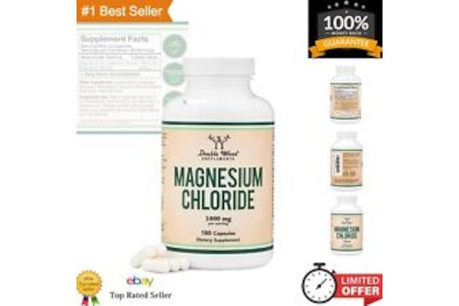 Magnesium Chloride Cloruro De Magnesio - 180 Capsules, 1,000mg Per Serving, S...