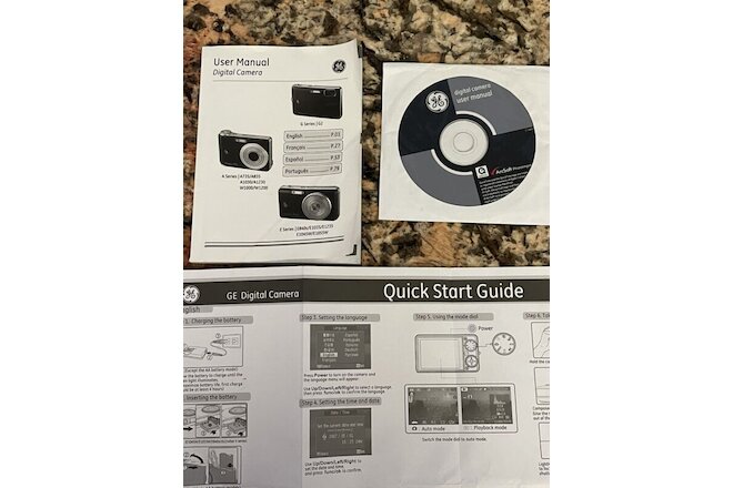 GE DIGITAL A-G-E SERIES CAMERA MANUAL BOOK& COLOR CD AND QUICK START MANY MODELS