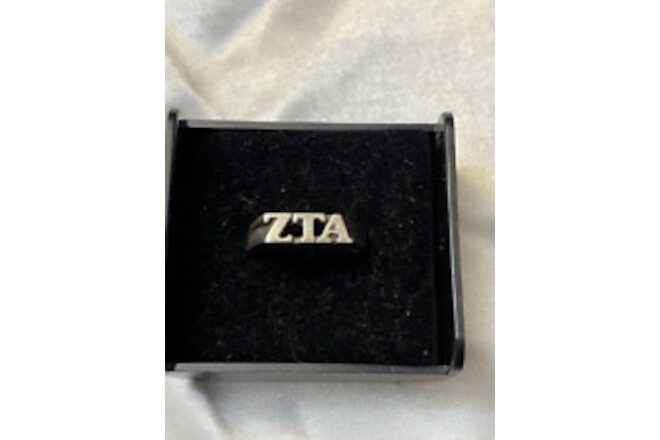Zeta Tau Alpha Sterling Silver BLOCK Ring size 6 LICENSED RETIRED