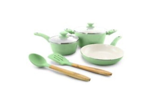 Market Square 7 Piece Non-stick Enameled Essential Cookware and Cooking Utensil