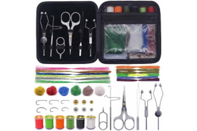 Fly-Tying-Kit-For-Fly-Fishing-Tying- Flies with Tools and Materials
