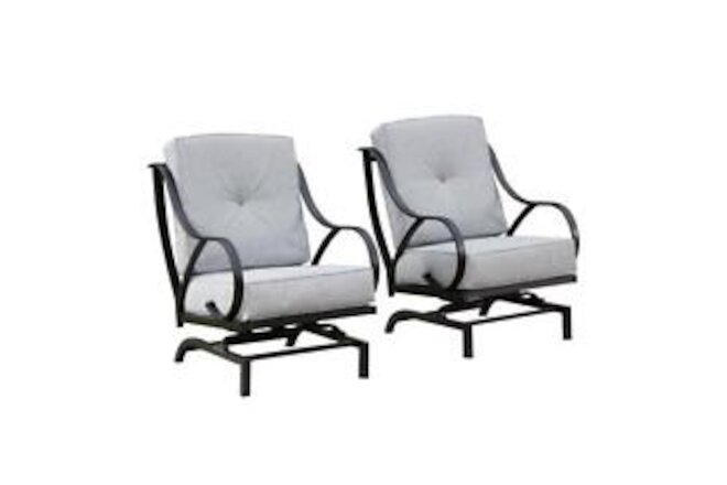 Patio Festival Outdoor Lounge Chair 43" Removable Cushions Rocking Gray (2-Pack)