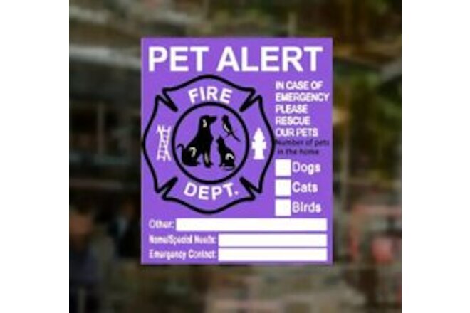 Pet Emergency Rescue Vinyl Sticker Pet Fire Safety Alert Decal Cats Or Dogs Pets