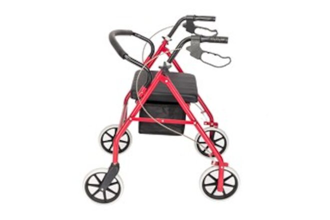 Portable Roller Walker Black Red Mobility Aid with Wheels Foldable Design