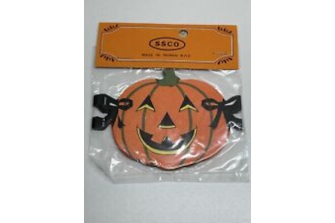 Vintage SSCO Halloween Jack O Lantern Paper Garland New In Package Pumpkin
