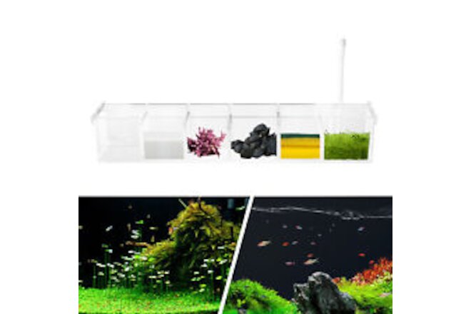 6 Grids 45 X 7 X 8cm Clear Aquarium Fish Tank External Hang Water Filter Box