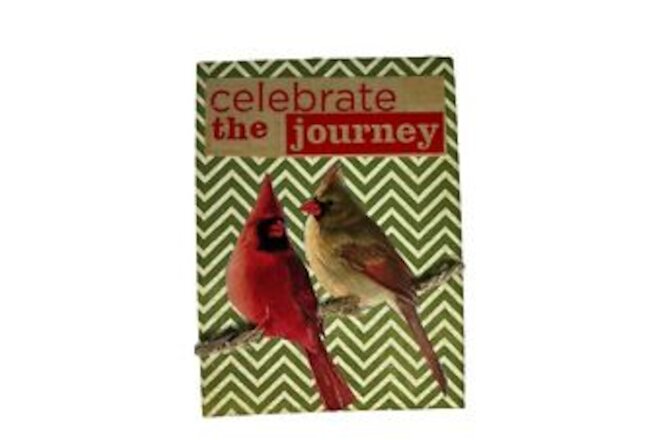 ACEO ATC Original Collage Cardinals Birds Celebrate Mixed Media Animal Series