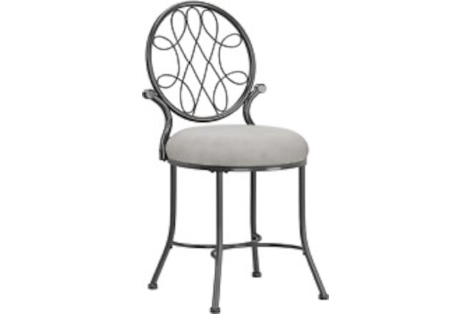 O'Malley Vanity Stool with Spiral Pattern Design, Metallic Gray