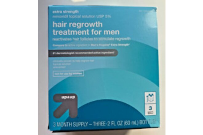⚡️ Up & Up Hair Extra Strength Regrowth Treatment Men 3 Month Supply Topical NEW