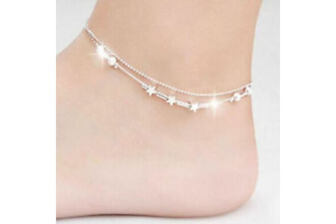 Fashion Ankle Bracelet Women Plated Silver Anklet Foot Jewelry Chain Beach