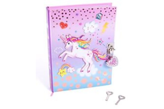 Unicorn Secret Diary with Lock – 7” Journal Notebook with 300 Double Sided Li...