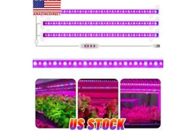 USB Full Spectrum LED Plant Grow Light Strip Indoor Flowering Lamp RedBlue Timer