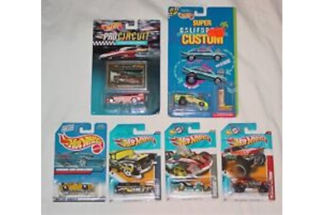 6 NEW IN PACKAGE VINTAGE HOT WHEELS - 1991,1993, 2000, 2012, -C PHOTOS & DETAILS