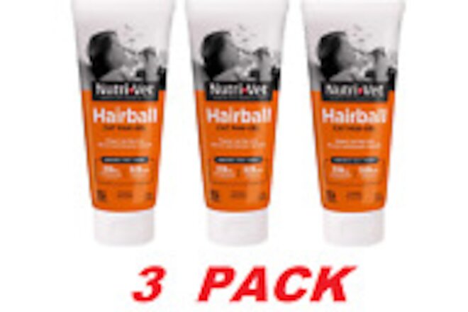 Nutri-Vet Cat Hairball Support Paw Gel Chicken Flavor 3 oz (3 PACK)