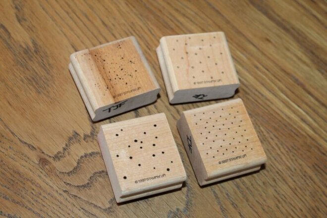 CUTE Polka Dot DOTS Mixed LOT Background Rubber Stamp Stamps Wood Mounted (4)