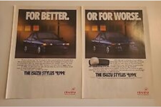 Isuzu Stylus For Better Or Worse  Print Ad 1991 16x11 Vintage  Great To Frame