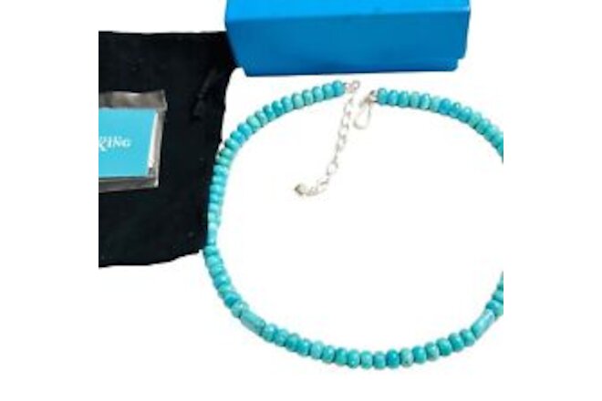 Jay King Mine Turquoise Necklace 18-20” Sterling Silver Clasp Mint In Box!