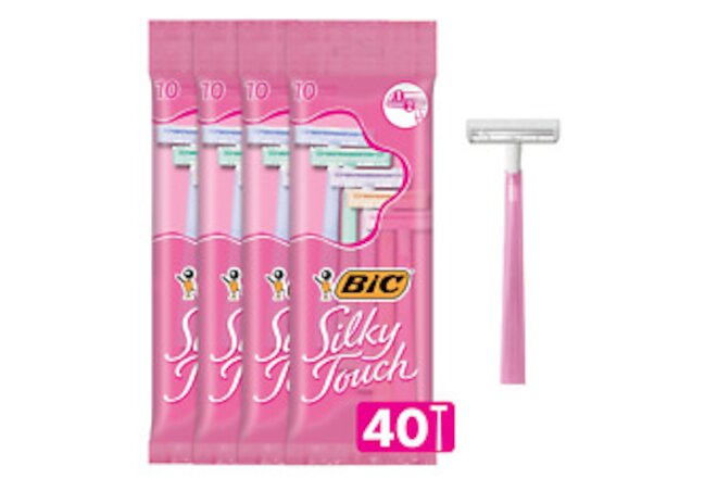 Silky Touch Women's Disposable Razors, With 2 Blades, Pretty Pastel Razor Handle
