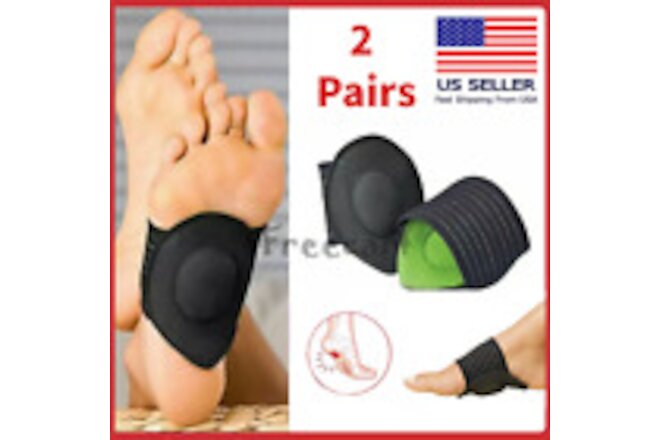 2 Pair Foot Insole Pain Relief Plantar Fasciitis Pads Arch Support Shoes Insert