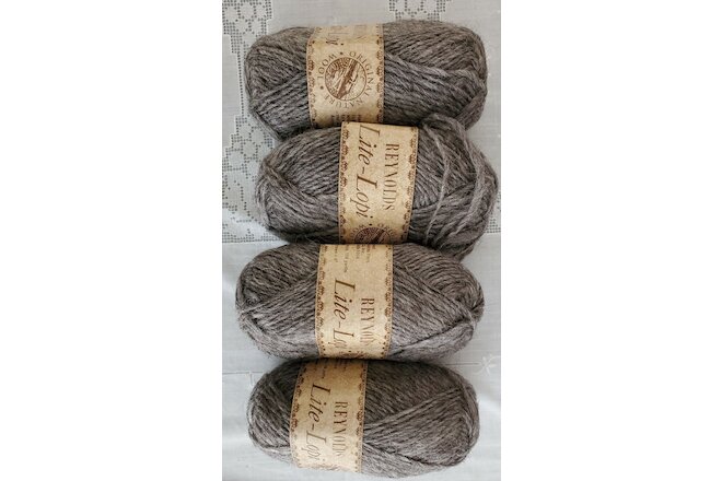 Reynolds Lite Lopi 100% Virgin Wool Yarn Lot of 4 Gray #0057 Iceland See Photos
