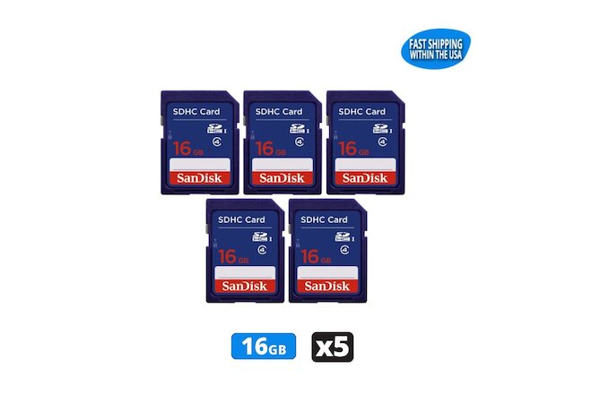 16GB Sandisk SD Cards for Digital Cameras / Trail Camera / Computers (5 Pack)