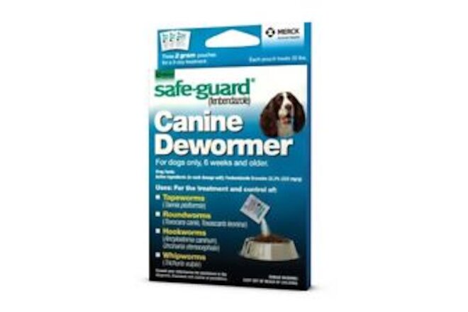 Merck Safeguard Dog Canine Dewormer Fenbendazole 3 - 2 Gram Packets - 1 Box