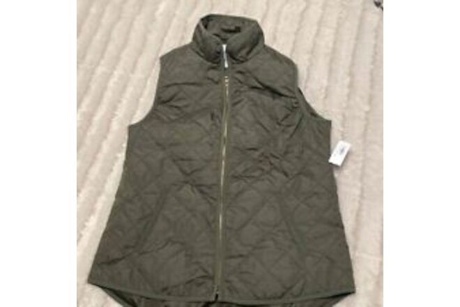 Old Navy Womens Olive Green Quilted Sleeveless High Neck Vest Size M
