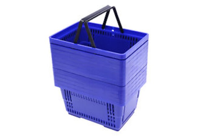 12x Shopping Baskets With Handles Retail Store Supermarket Baskets Stackable NEW