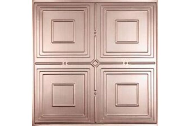 Ceilume Drop Ceiling Tiles 2' X 2' Faux Tin+Moisture/Water Resistan Vinyl Copper