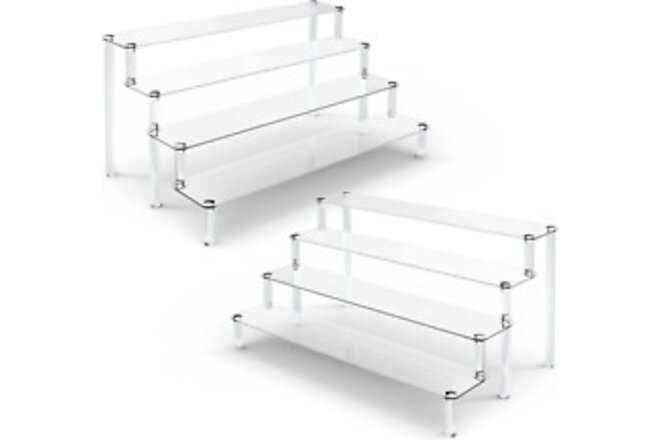 2 Pack 4 Tier Clear Acrylic Display Risers Stand Shelf, Acrylic Stands for Displ