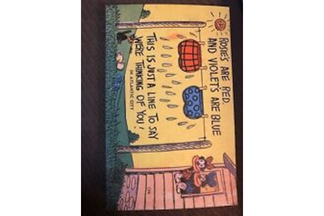 Vintage Postcard Humor Funny Cartoon  Rosie's Are Red Violet's Are Blue c1940s