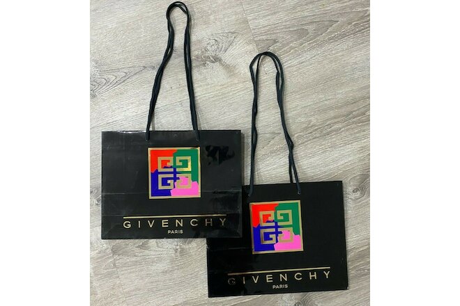 2 New GIVENCHY Paris Vintage Designer Paper Gift Shopping Bags 12.5"x10"x4"