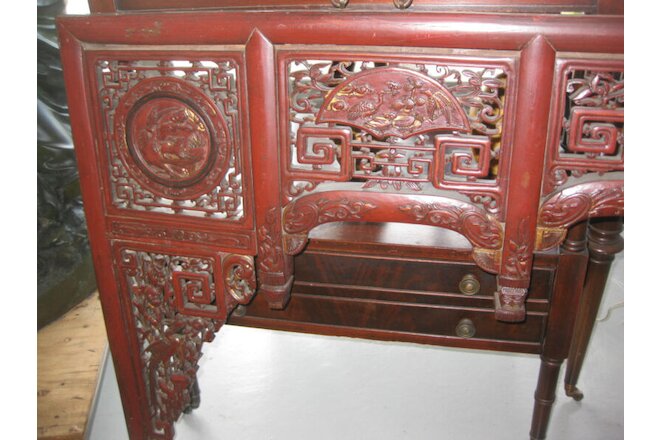 Chinese antique carved wood canope of opium or wedding  bed, Qing dynasty