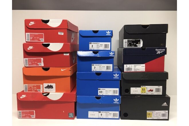 Lot of 12 Empty Shoe Sneaker Boxes- Nike, Dunk Low, 6 Adidas, Air Jordan,Reebok