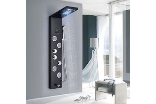 LED Shower Panel Tower System 5-Function Faucet Body Massage Oil Rubbed Bronze