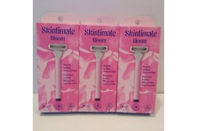 (3) Schick Skintimate Bloom Razor with 2 4-Blade Cartridges - FAST FREE SHIPPING