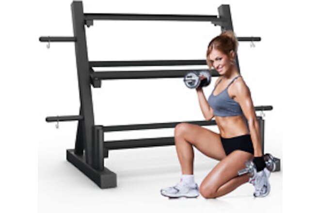 3-Tier Dumbbell Rack Stand for Home Gym, Free Weights Storage Steel Racks for