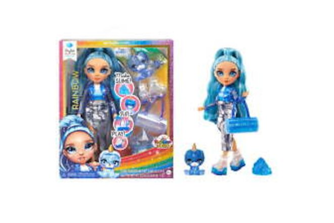 Skyler (Blue) with Slime Kit & Pet, 11” Shimmer Doll, DIY Sparkle Slime,Magical