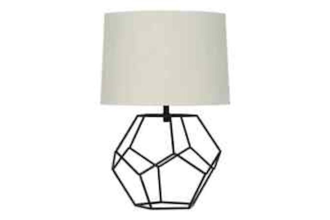 Black Cage Metal Base Table Lamp with Shade, 16" H