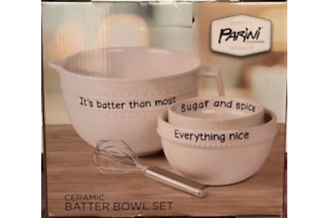 PARINI Cookware Ceramic Batter Bowl Set Of 4 Pieces NEW SEALED