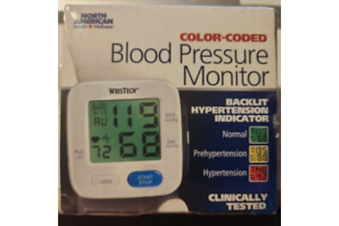 North American Health & Wellness Color Coded Wrist Blood Pressure Monitor